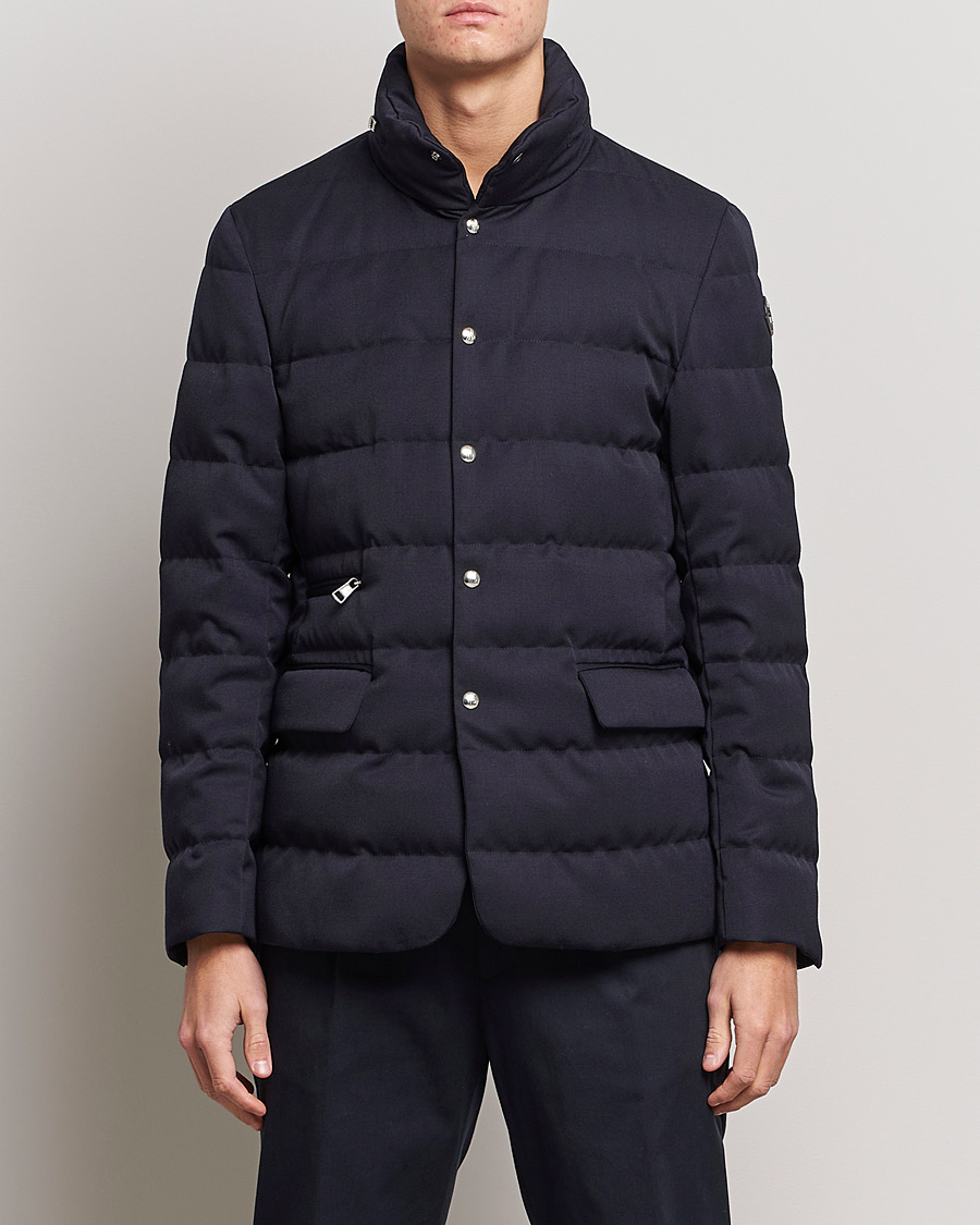 Herre | Jakker | Moncler | Bess Flannel Down Blazer Navy