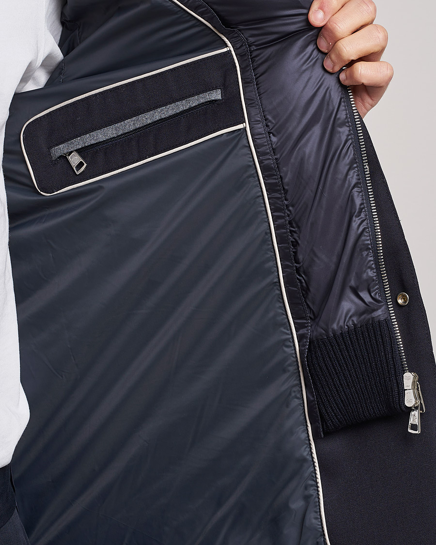 Herre | Jakker | Moncler | Bess Flannel Down Blazer Navy