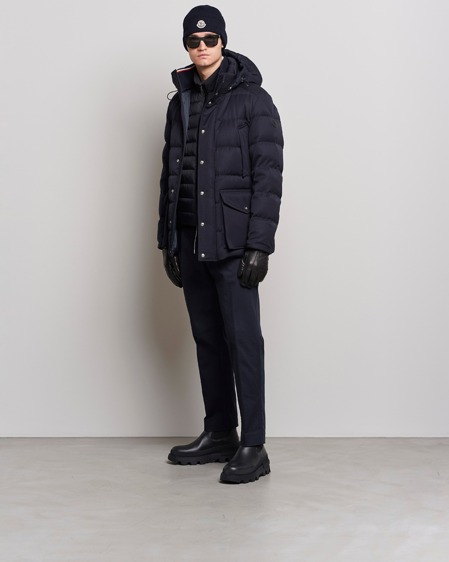 Herre | Jakker | Moncler | Solidage Flannel Down Parka Navy