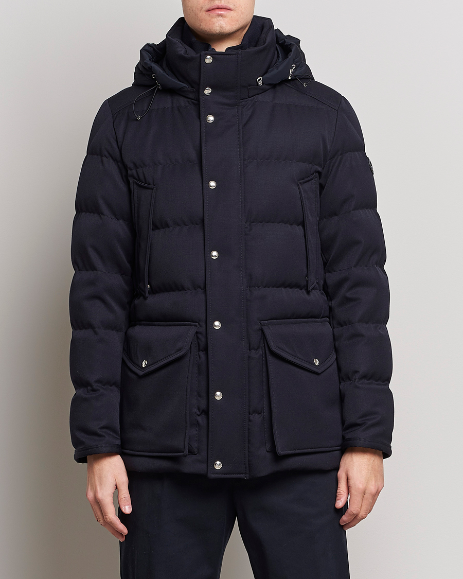 Herre | Jakker | Moncler | Solidage Flannel Down Parka Navy