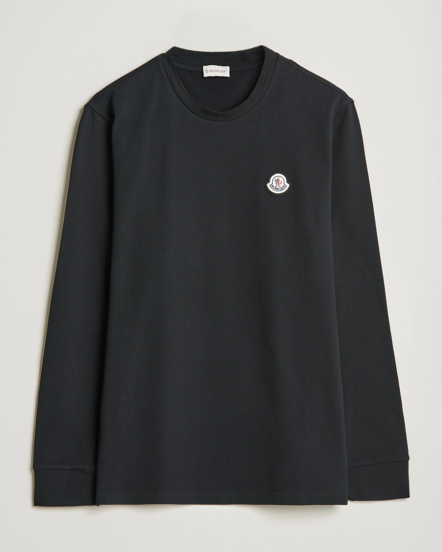 Herre | T-Shirts | Moncler | Long Sleeve Logo Patch T-Shirt Black