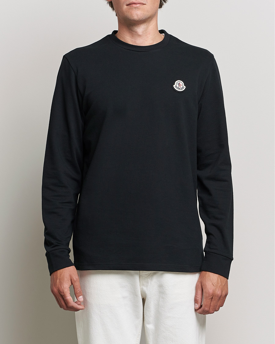 Herre | T-Shirts | Moncler | Long Sleeve Logo Patch T-Shirt Black