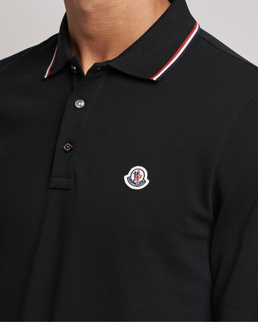 Herre | Trøjer | Moncler | Contrast Rib Long Sleeve Polo Black