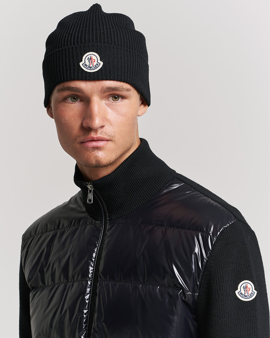 Herre | Huer | Moncler | Rib Wool Beanie Black