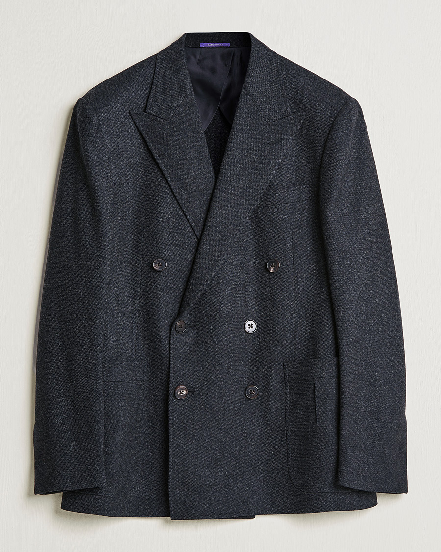 Herre | Blazere & jakker | Ralph Lauren Purple Label | Double Breasted Flannel Sportcoat Dark Grey