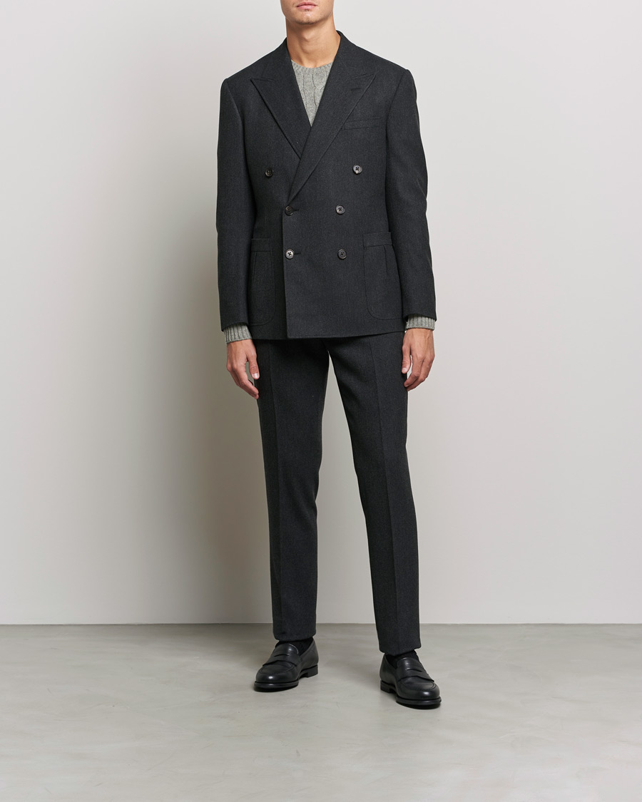 Herre | Blazere & jakker | Ralph Lauren Purple Label | Double Breasted Flannel Sportcoat Dark Grey