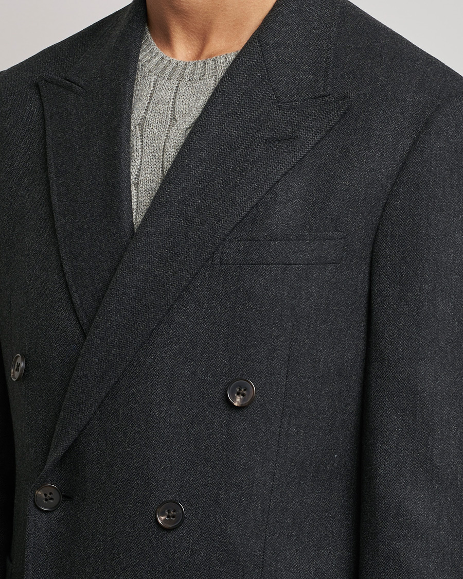 Herre | Blazere & jakker | Ralph Lauren Purple Label | Double Breasted Flannel Sportcoat Dark Grey
