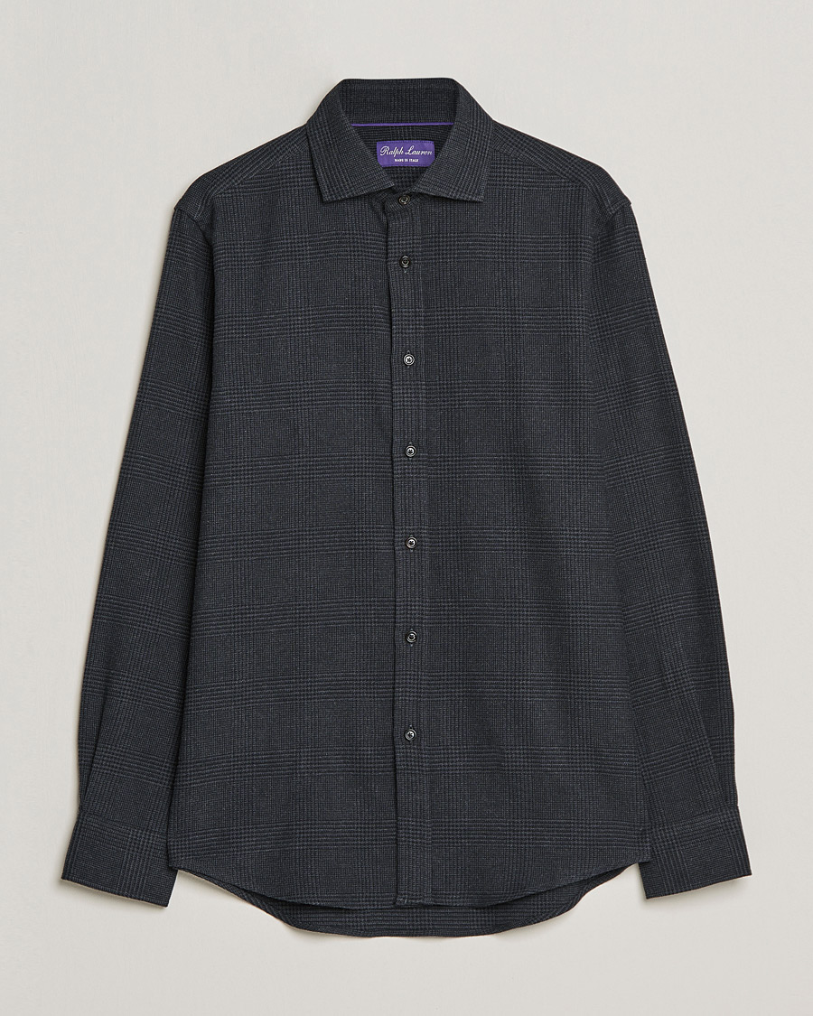 Herre | Skjorter | Ralph Lauren Purple Label | Flannel Sport Shirt Dark Grey