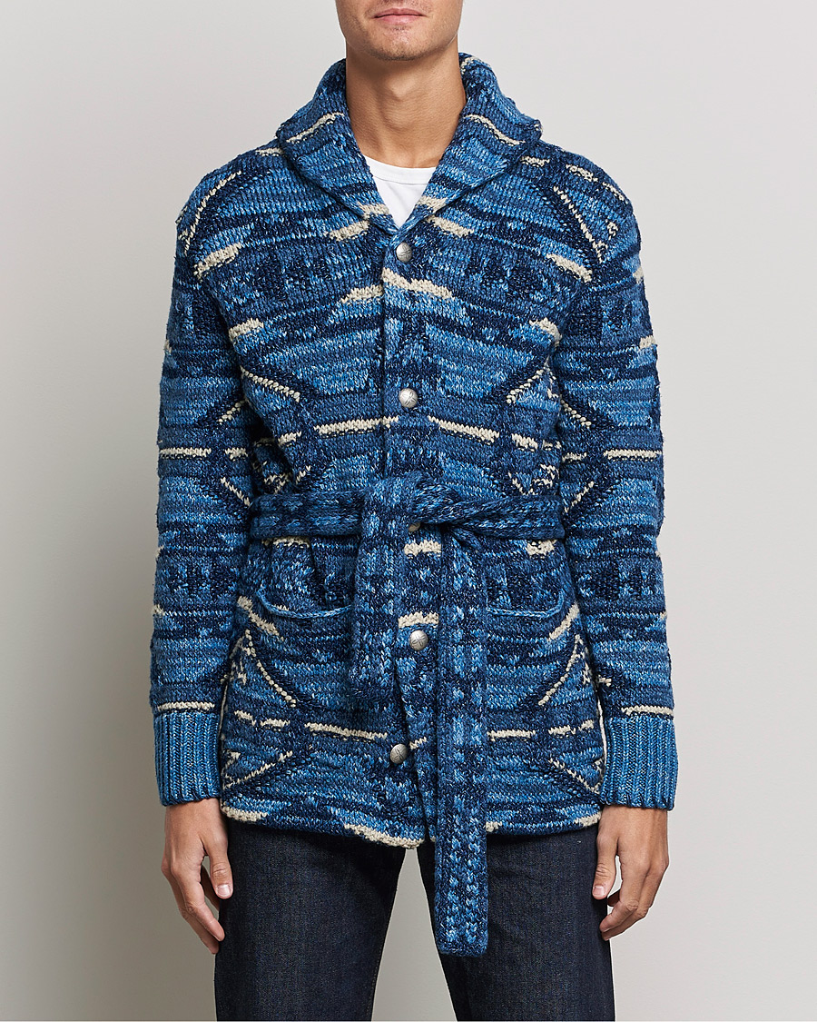 Herre | Trøjer | RRL | Ranch Shawl Collar Cardigan Indigo Multi