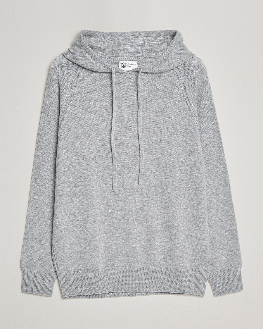 Herre | Trøjer | Johnstons of Elgin | Seamless Cashmere Hoodie Silver