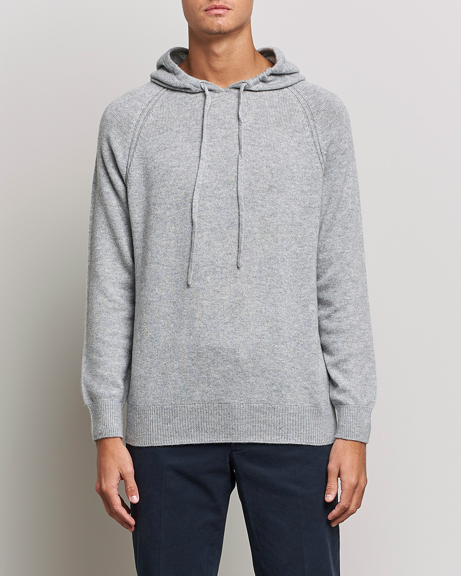 Herre | Trøjer | Johnstons of Elgin | Seamless Cashmere Hoodie Silver