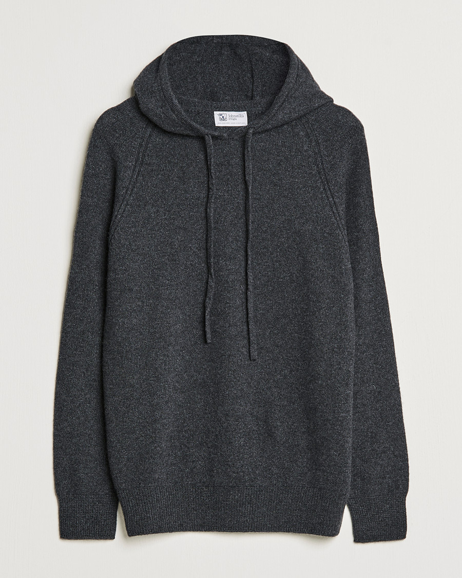 Herre | Trøjer | Johnstons of Elgin | Seamless Cashmere Hoodie Carbon