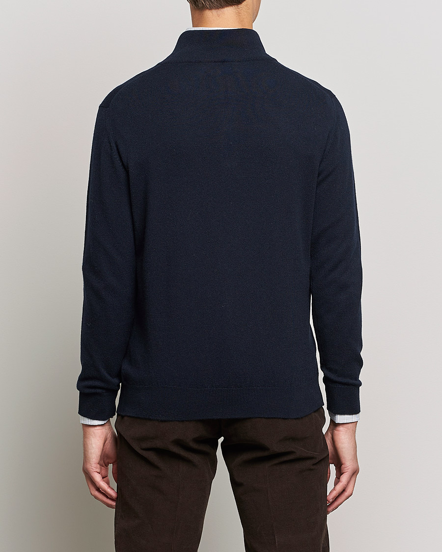 Herre | Trøjer | Johnstons of Elgin | 2-Ply Cashmer Half Zip Dark Navy