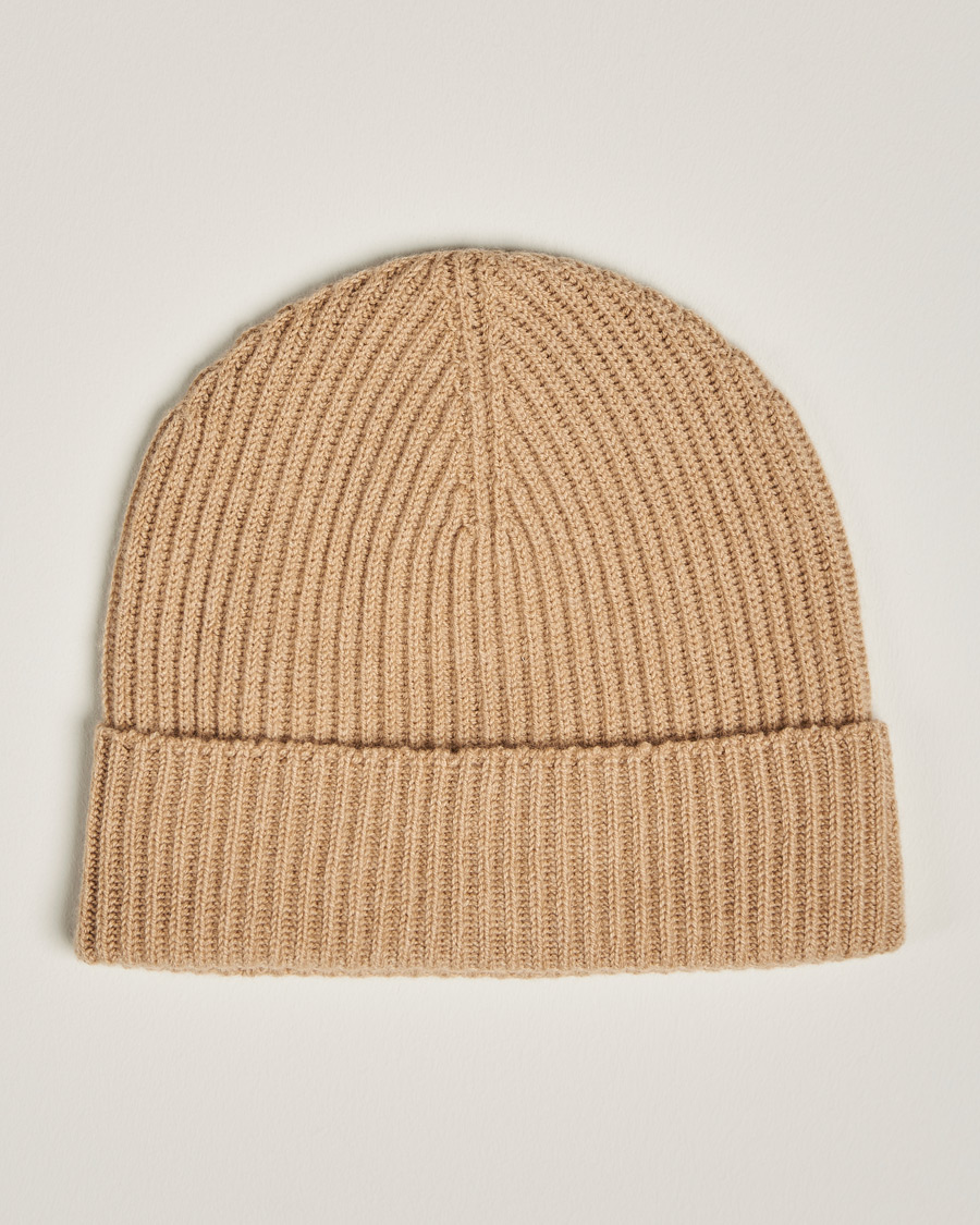 Herre | Huer | Johnstons of Elgin | Cashmere Ribbed Hat Camel