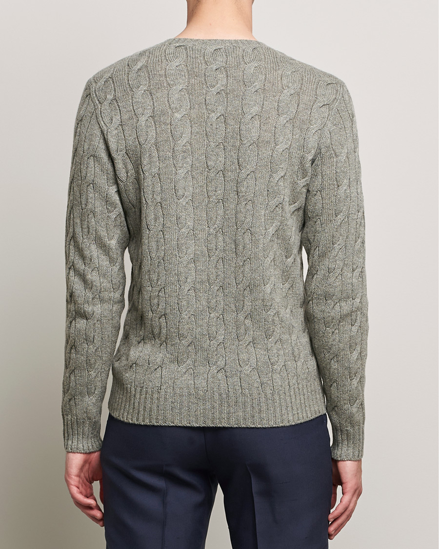 Herre | Trøjer | Ralph Lauren Purple Label | Cashmere Cable Crewneck Light Grey