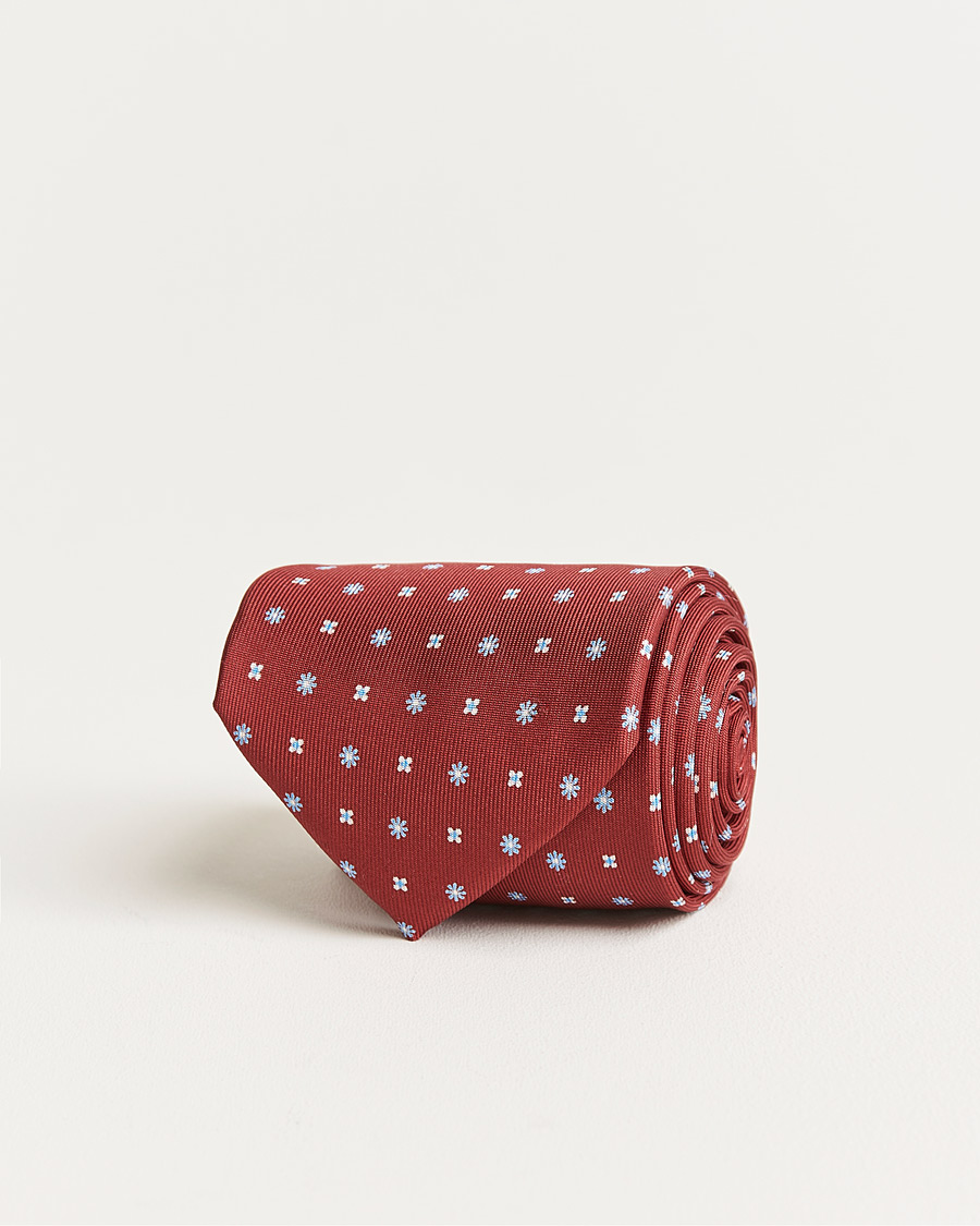 Herre | E. Marinella 3-Fold Micro Pattern Silk Tie Red | E. Marinella | 3-Fold Micro Pattern Silk Tie Red