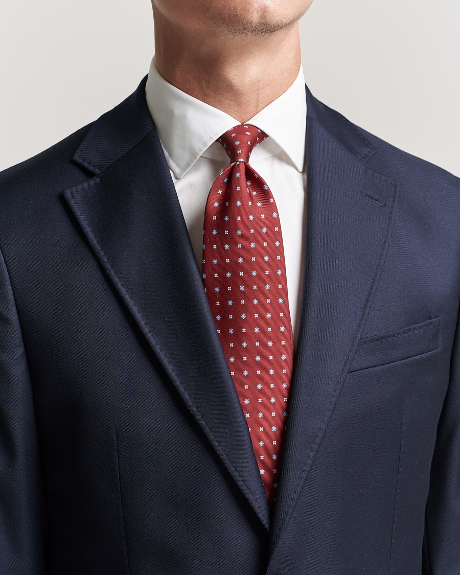 Herre | E. Marinella | E. Marinella | 3-Fold Micro Pattern Silk Tie Red