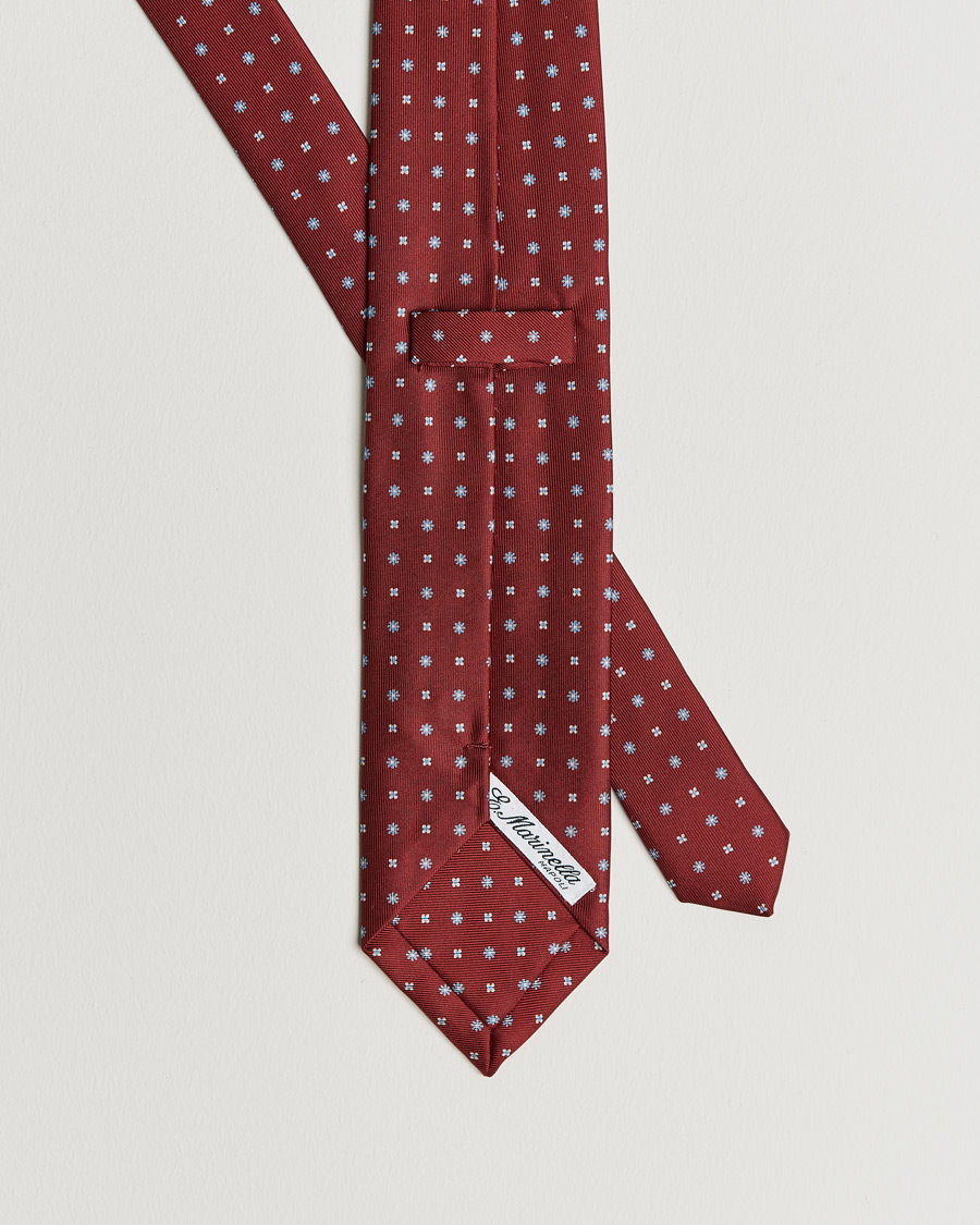 Herre | E. Marinella 3-Fold Micro Pattern Silk Tie Red | E. Marinella | 3-Fold Micro Pattern Silk Tie Red