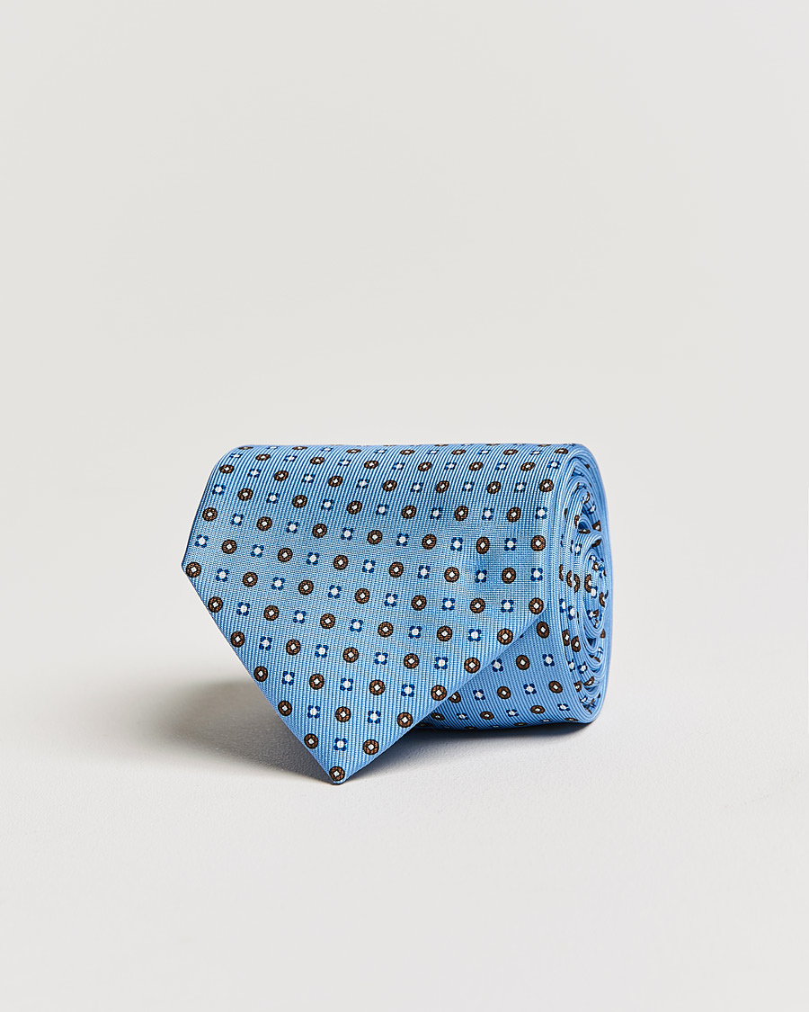Herre | E. Marinella 3-Fold Micro Dot Silk Tie Light Blue | E. Marinella | 3-Fold Micro Dot Silk Tie Light Blue