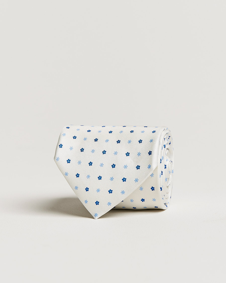 Herre | E. Marinella 3-Fold Flower Silk Tie White | E. Marinella | 3-Fold Flower Silk Tie White