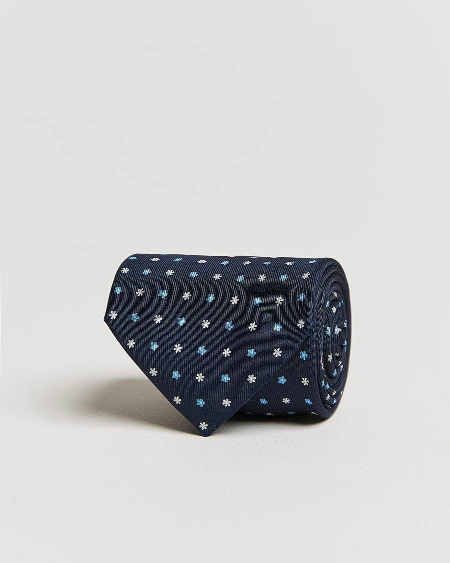 Herre | E. Marinella 3-Fold Flower Silk Tie Navy | E. Marinella | 3-Fold Flower Silk Tie Navy