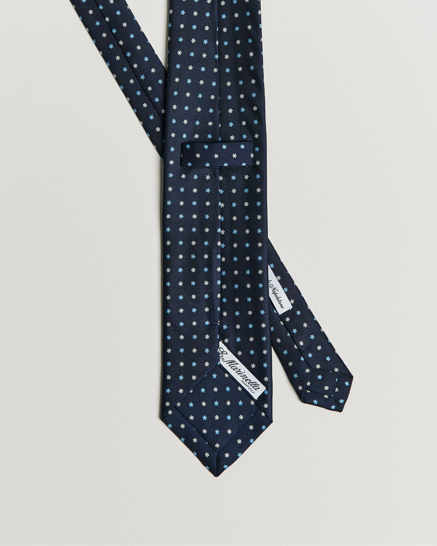 Herre | E. Marinella 3-Fold Flower Silk Tie Navy | E. Marinella | 3-Fold Flower Silk Tie Navy