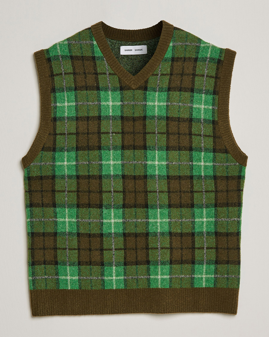 Herre | Trøjer | Samsøe Samsøe | Samsøe & Samsøe James Fine Merino Knitted Vest Medium Green