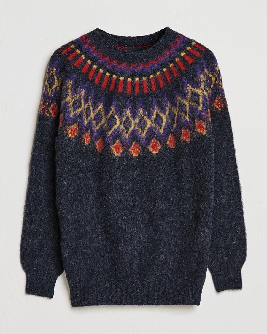 Herre | Trøjer | Howlin' | Brushed Wool Fair Isle Crew Sweater Charcoal