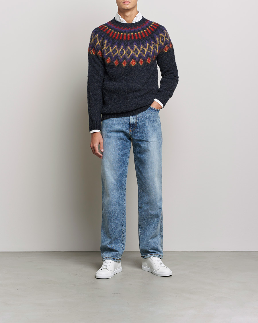 Herre | Trøjer | Howlin' | Brushed Wool Fair Isle Crew Sweater Charcoal