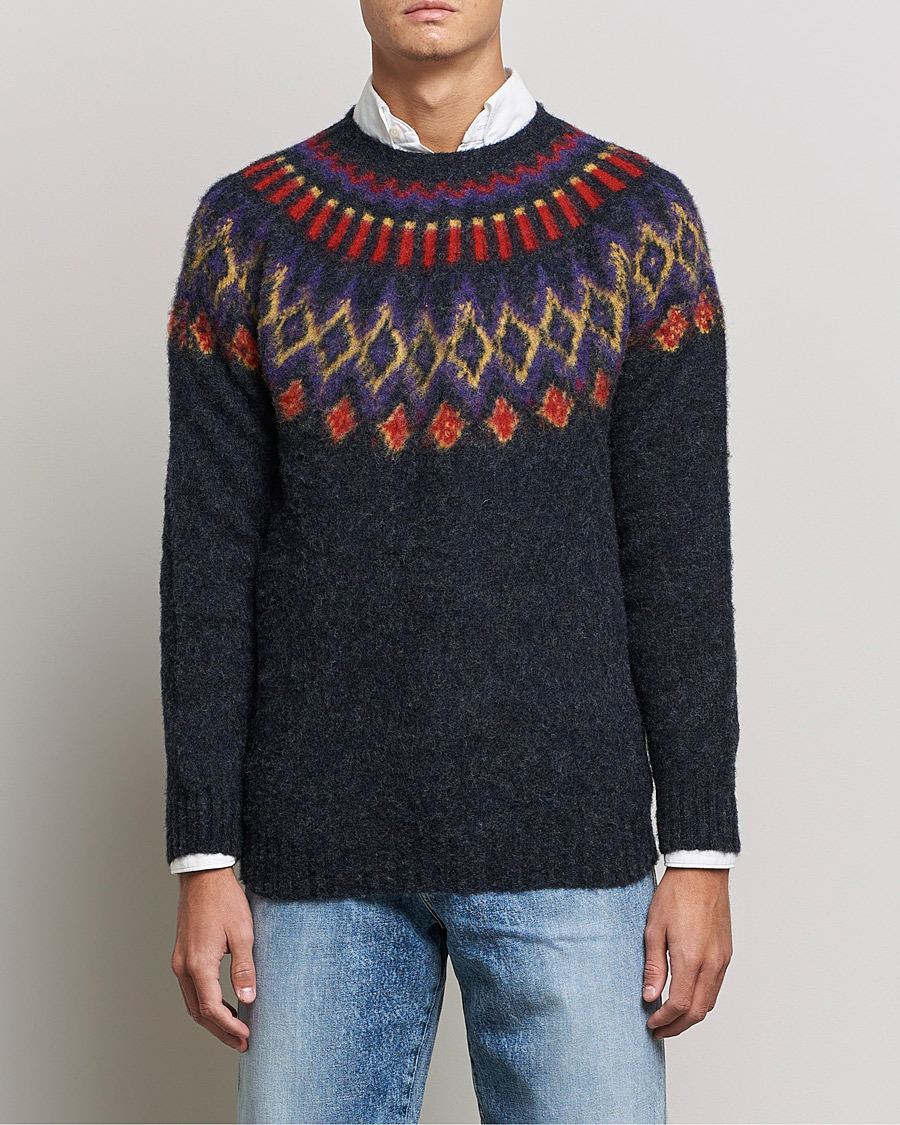 Herre | Trøjer | Howlin' | Brushed Wool Fair Isle Crew Sweater Charcoal