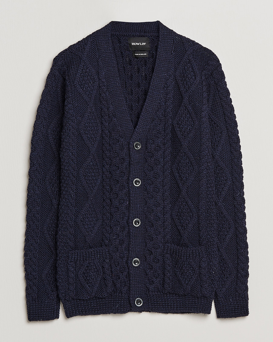 Herre | Trøjer | Howlin' | Cable Knitted Wool Cardigan Navy