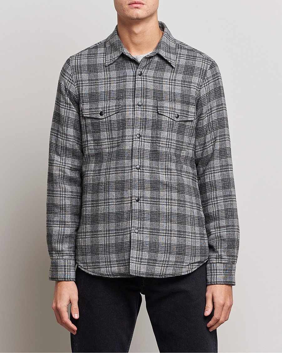 Herre | Moderne jakker | Aspesi | Padded Wool Overshirt Grey Check