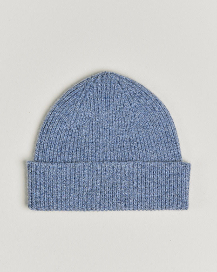 Herre | Huer | Le Bonnet | Lambswool/Caregora Beanie Washed Denim