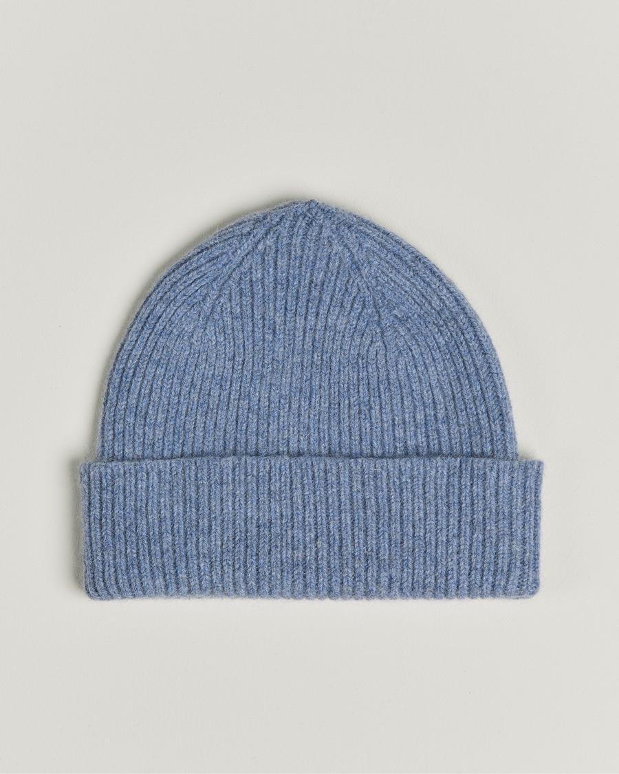 Herre | Huer | Le Bonnet | Lambswool/Caregora Beanie Washed Denim
