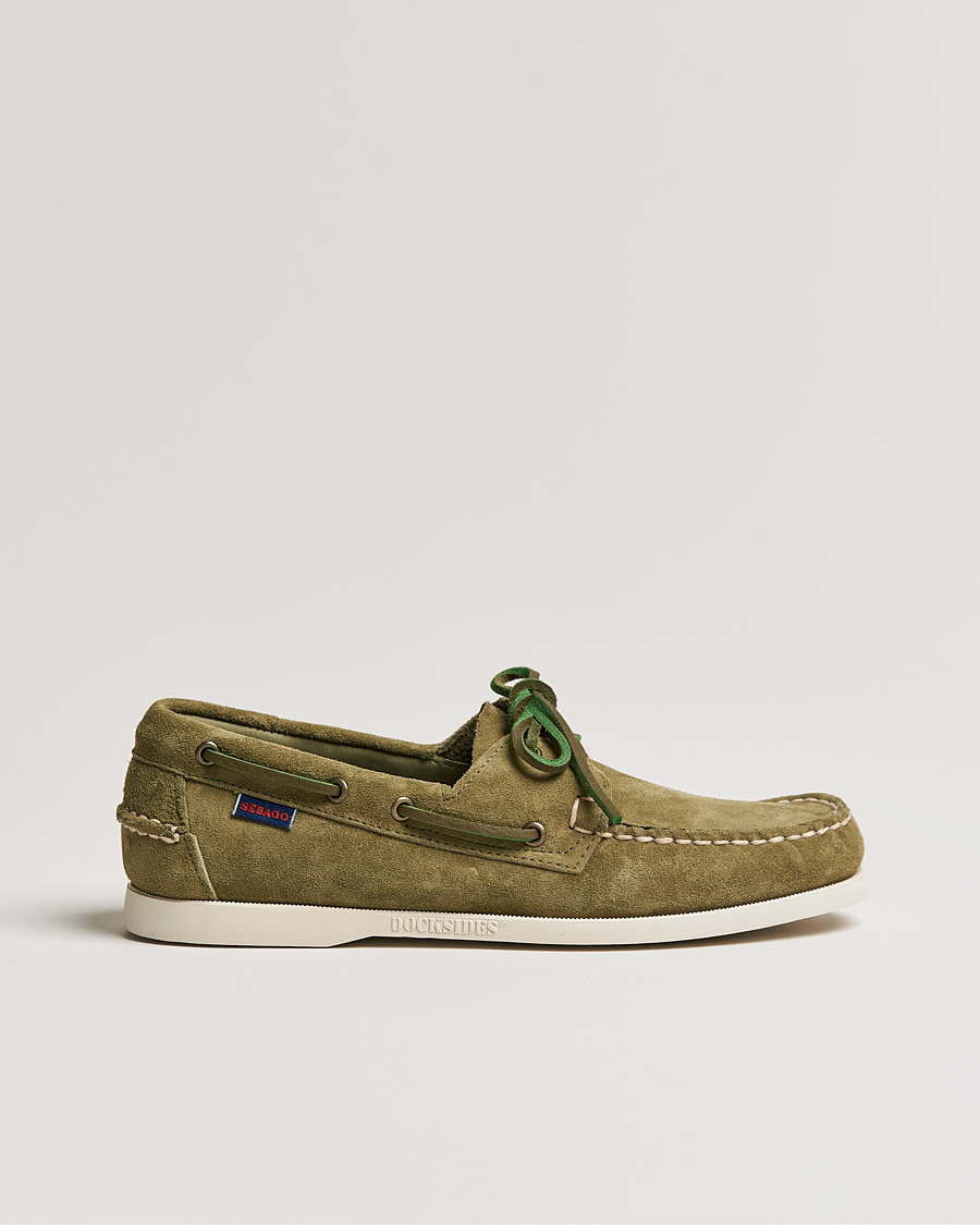 Herre | Sebago Docksides Suede Boat Shoe Green Military | Sebago | Docksides Suede Boat Shoe Green Military
