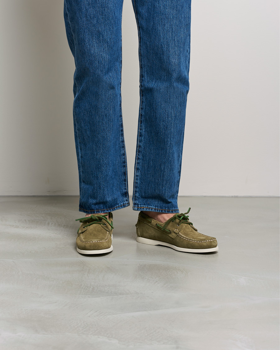 Herre | Sebago Docksides Suede Boat Shoe Green Military | Sebago | Docksides Suede Boat Shoe Green Military