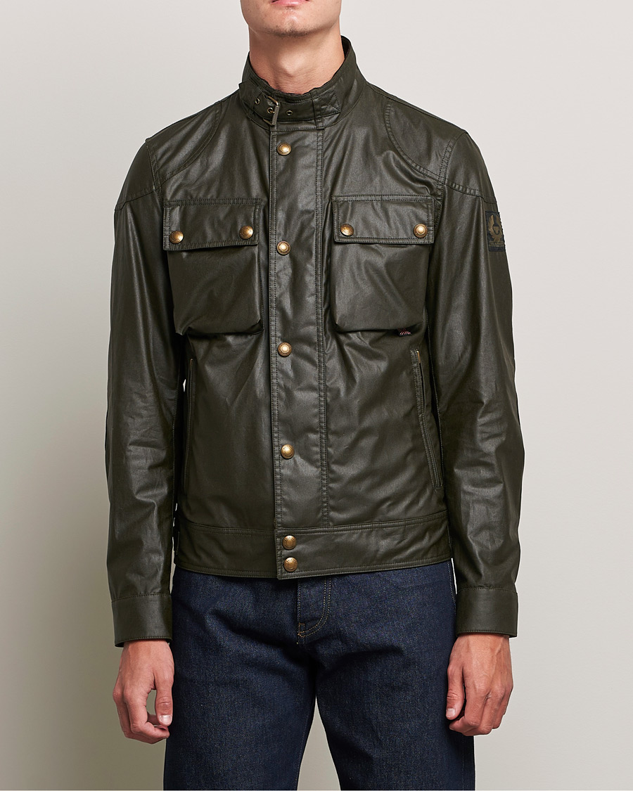 Herre | Best of British | Belstaff | Racemaster Waxed Jacket Faded Olive