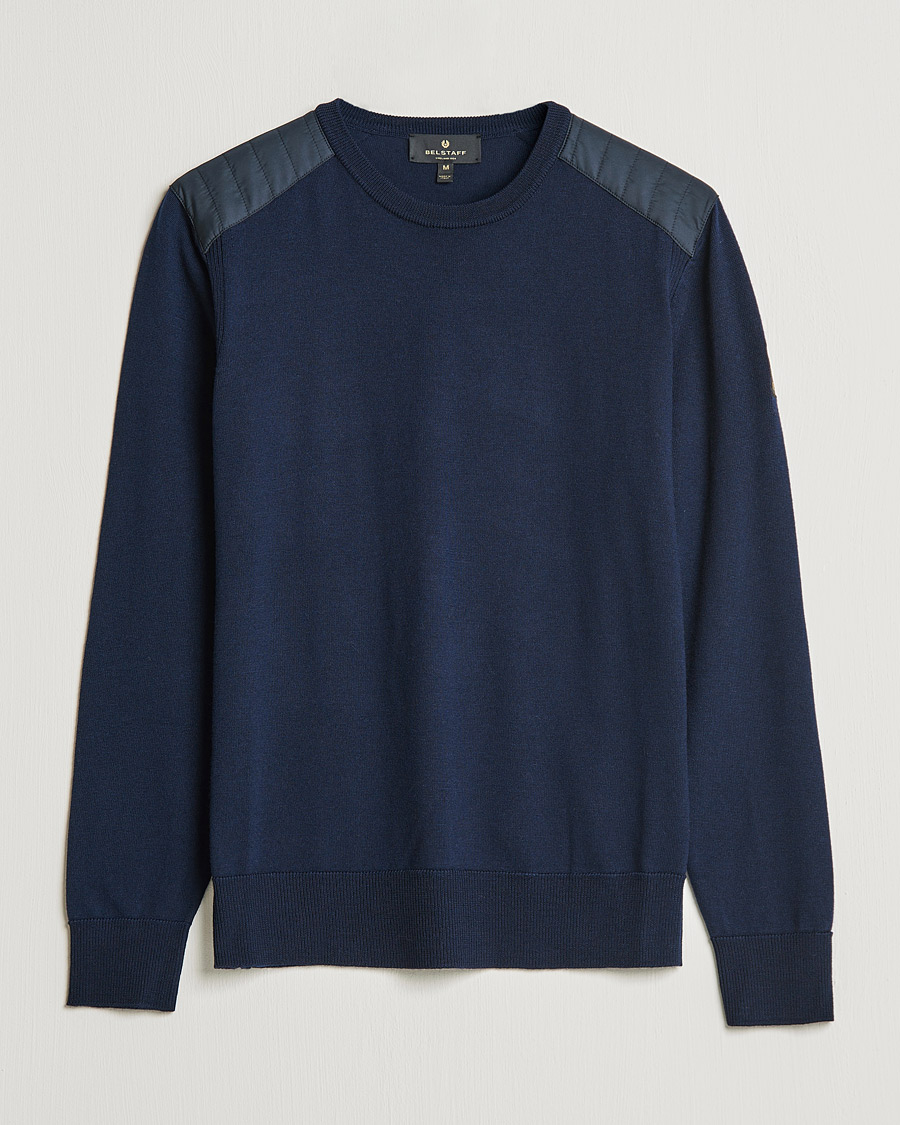 Herre | Trøjer | Belstaff | Kerrigan Crew Neck Merino Sweatshirt Washed Navy