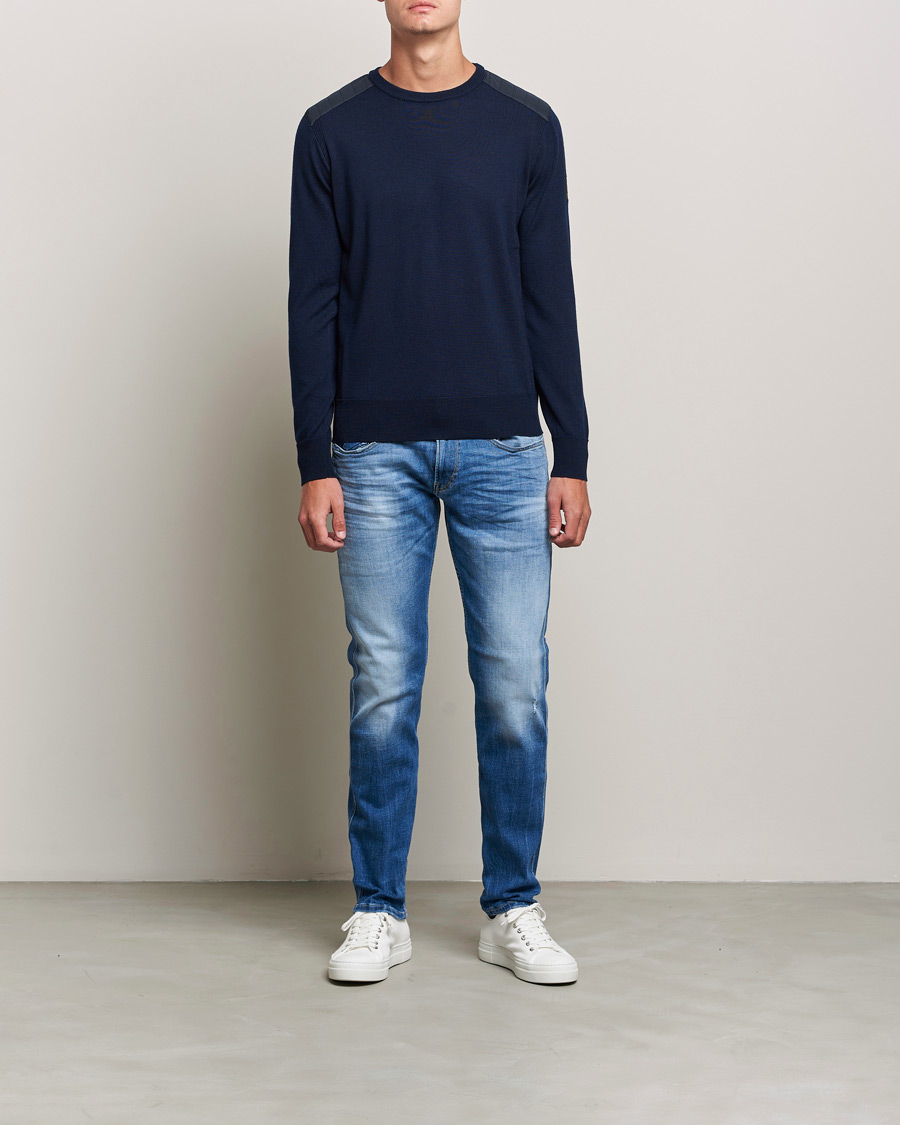 Herre | Trøjer | Belstaff | Kerrigan Crew Neck Merino Sweatshirt Washed Navy