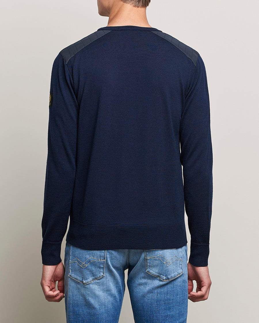 Herre | Trøjer | Belstaff | Kerrigan Crew Neck Merino Sweatshirt Washed Navy