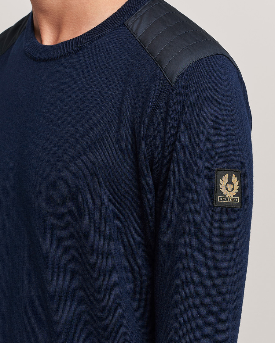 Herre | Trøjer | Belstaff | Kerrigan Crew Neck Merino Sweatshirt Washed Navy
