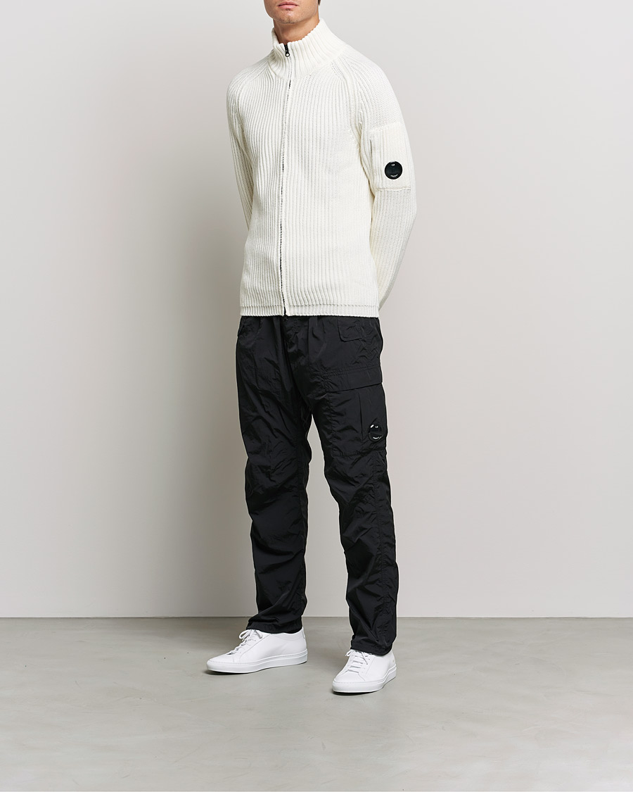 Herre | Trøjer | C.P. Company | Merino Wool Full Zip Lens Cardigan White