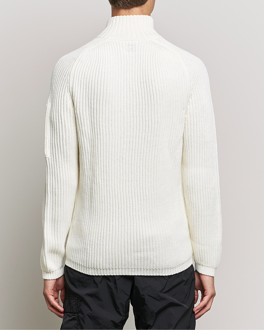Herre | Trøjer | C.P. Company | Merino Wool Full Zip Lens Cardigan White