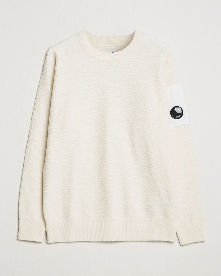 Herre | Trøjer | C.P. Company | Structured Lambswool Lens Roundneck White