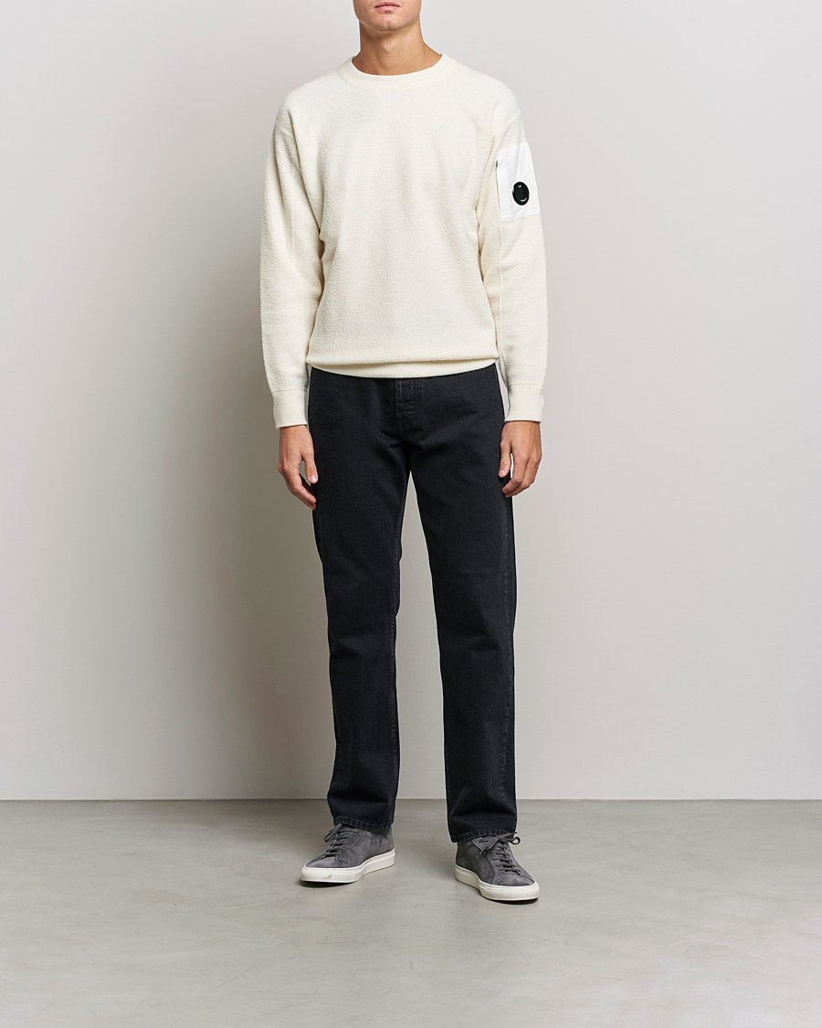 Herre | Trøjer | C.P. Company | Structured Lambswool Lens Roundneck White