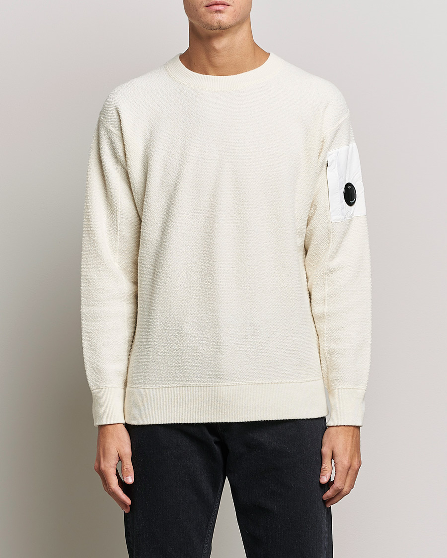 Herre | Trøjer | C.P. Company | Structured Lambswool Lens Roundneck White