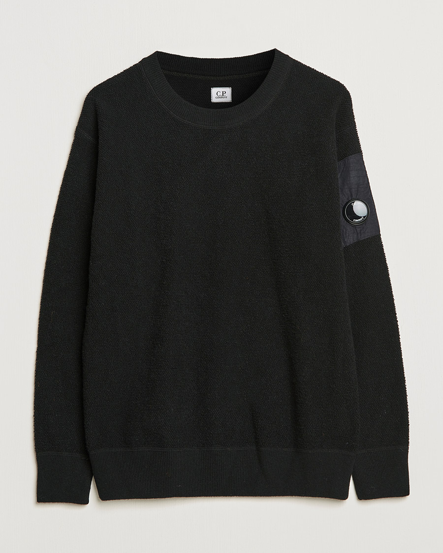 Herre | Trøjer | C.P. Company | Structured Lambswool Lens Roundneck Black