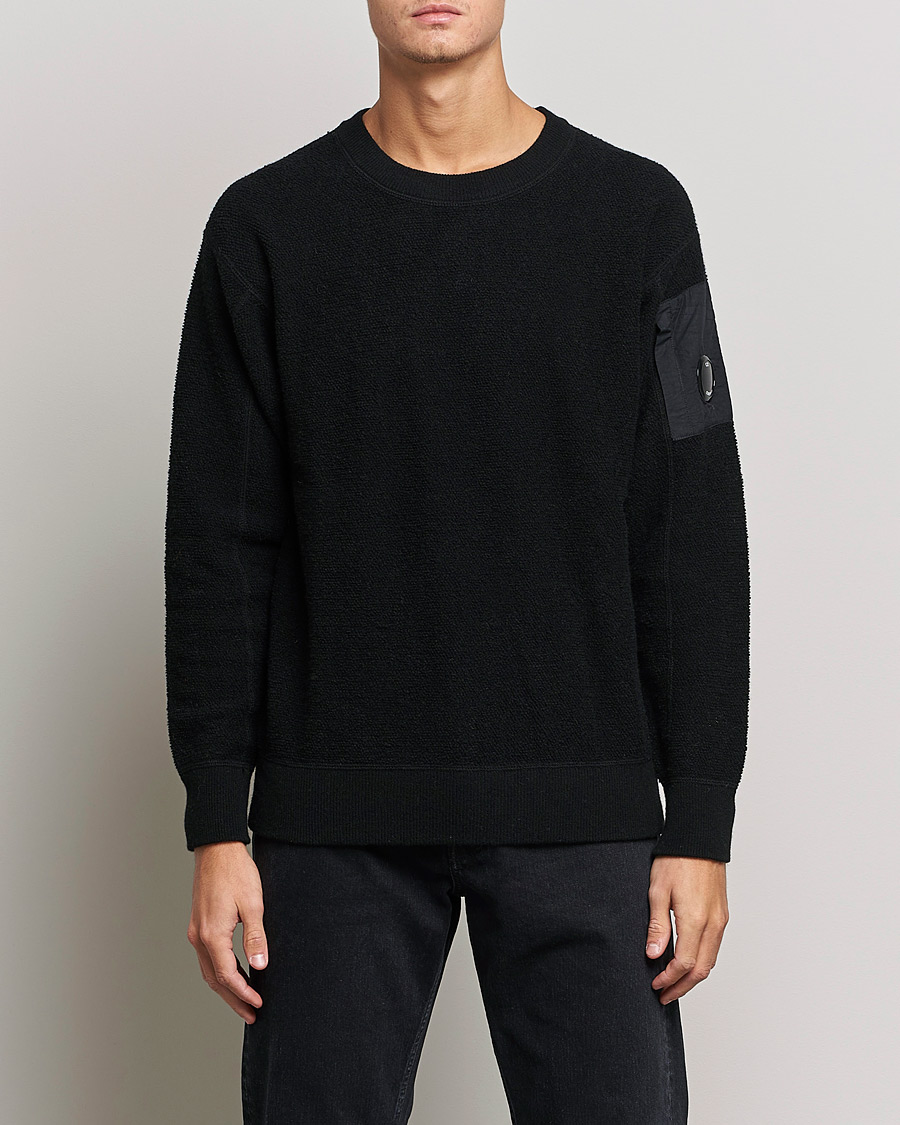 Herre | Trøjer | C.P. Company | Structured Lambswool Lens Roundneck Black