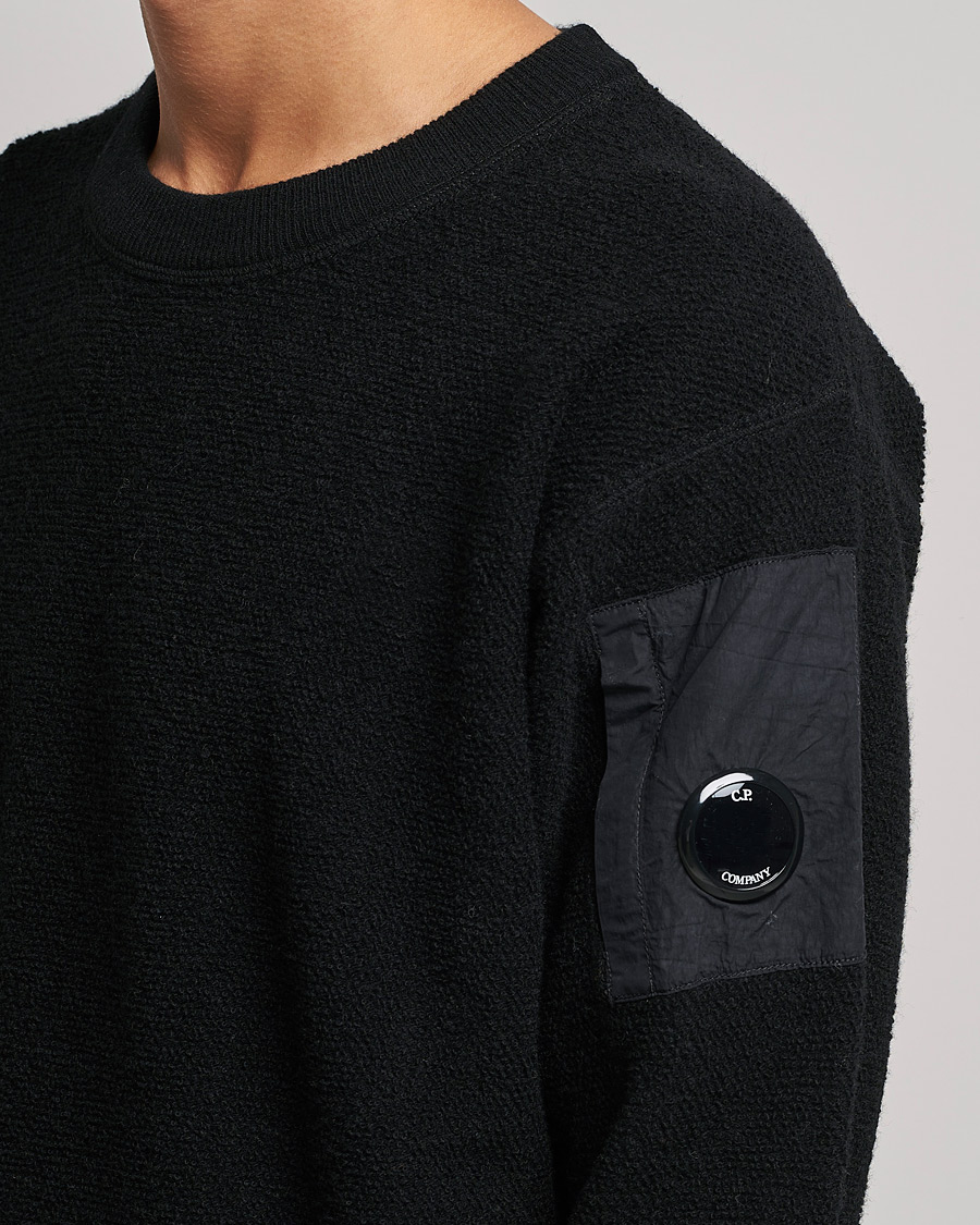 Herre | Trøjer | C.P. Company | Structured Lambswool Lens Roundneck Black