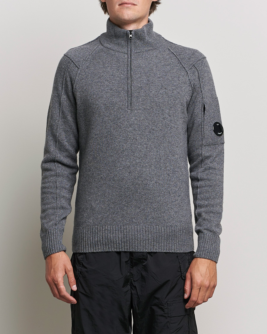 Herre | Trøjer | C.P. Company | Lambswool Lens Half Zip Grey Marl